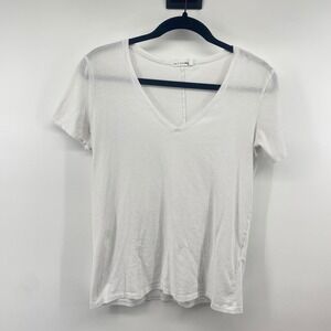 Rag & Bone JEAN T-Shirt Womens XS White V-Neck Cotton Slub Short Sleeve 1469